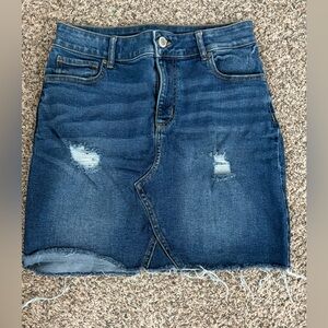 Maurices Blue Distressed Denim Mini Skirt